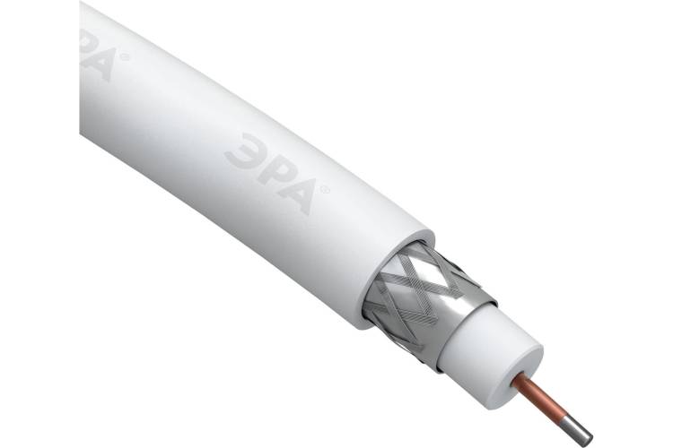 Коаксиальный кабель ЭРА 3С2V, 75 Ом, CCS/, PVC, цвет белый Б0044602