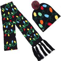 Новогодний вязаный набор ZDK шапка+шарф, черный setHatScarf01