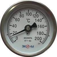 Биметаллический термометр ЭКО-М ЭКОМЕРА БТ-1-63, 0-200С, L=40 БТ-1-63-200С-L40