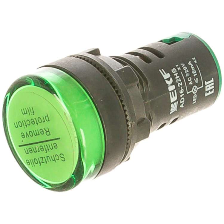 Лампа EKF AD16-22HS LED матрица, 22мм, зеленый, 10 штук в упаковке ledm-ad16-g 9786643
