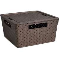 Коробка для хранения Violet Береста квадратная с крышкой 11 л венге 6811105
