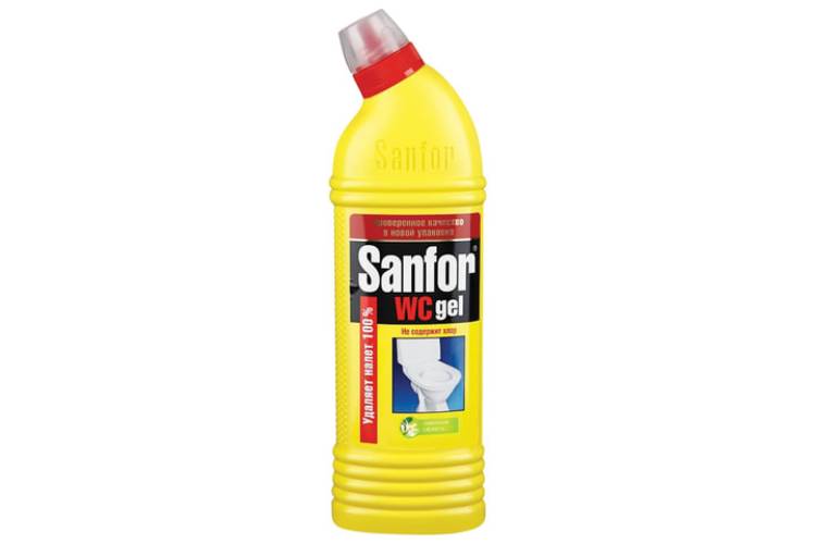 Средство для уборки туалета 750 г WC gel лимонная свежесть SANFOR 1550 601958
