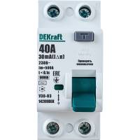 Выключатель дифференциального тока DEKraft 2P 40А 30мА тип AC 6кА УЗО-03 14209DEK
