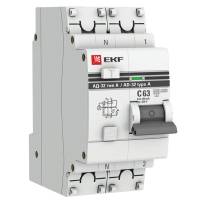 Дифференциальный автомат EKF АД-32, 1P+N, 63А/100мА, PROxima DA32-63-100-a-pro