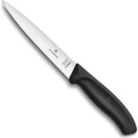 Филейный нож Victorinox гибкое прямое лезвие 16 см, черный, в блистере 6.8713.16B