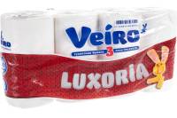 Бумага туалетная бытовая VEIRO Luxoria спайка 8 шт, 3-х слойная, белая 5с38 128029