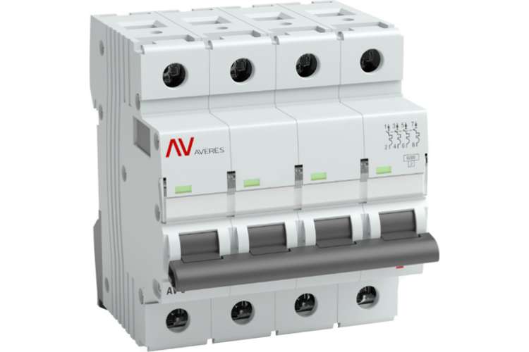 Автоматический выключатель EKF AVERES AV-6, 4P, 63A, D, 6kA, SQ mcb6-4-63D-av
