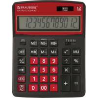 Настольный калькулятор BRAUBERG EXTRA COLOR-12-BKWR 206x155 мм, 12 разрядов, черно-малиновый 250479