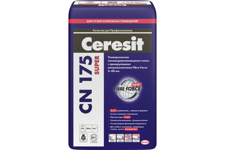 Универсальная самовыравнивающаяся смесь Ceresit CN 175/25 25 кг 1535443