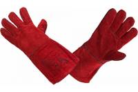 Спилковые перчатки-краги Элит-Профи Трек красные, люкс, 14 А0301