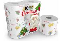 Туалетная бумага World Cart Рождество с рисунком, Kartika Collection, 3 слоя, 4 рулона KGCHR-TT-05