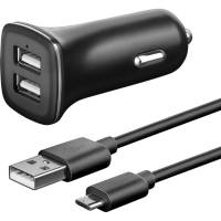 Универсальное автомобильное зарядное устройство AKAI 2хUSB, 2.4 A, черный, + кабель USB TypeC CH-6D07B