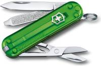 Нож-брелок Victorinox Classic SD Colors Green Tea 58 мм, 7 функций, полупрозрачный зелёный 0.6223.T41G
